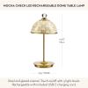 MACKENZIE-CHILDS LED Rechargeable Dome Table Lamp, Cordless Decorative Lamp, Black-and-White Courtly Check(Mocha Check)