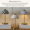 MACKENZIE-CHILDS LED Rechargeable Dome Table Lamp, Cordless Decorative Lamp, Black-and-White Courtly Check(Rosy Check)