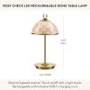 MACKENZIE-CHILDS LED Rechargeable Dome Table Lamp, Cordless Decorative Lamp, Black-and-White Courtly Check(Rosy Check)