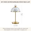 MACKENZIE-CHILDS LED Rechargeable Dome Table Lamp, Cordless Decorative Lamp, Black-and-White Courtly Check(Sky Check)