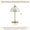 MACKENZIE-CHILDS LED Rechargeable Dome Table Lamp, Cordless Decorative Lamp, Black-and-White Courtly Check(Sterling Check)