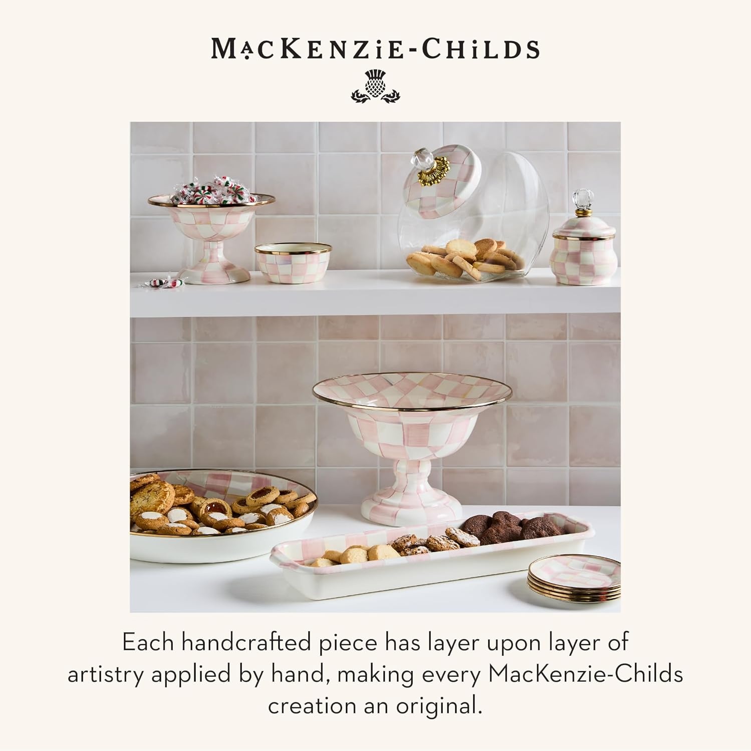 image:imageMACKENZIECHILDS Enamel Pinch Bowl Small Bowl for Cooking Ingredients 15Cup Capacity Wild Rose MauveRosy Check