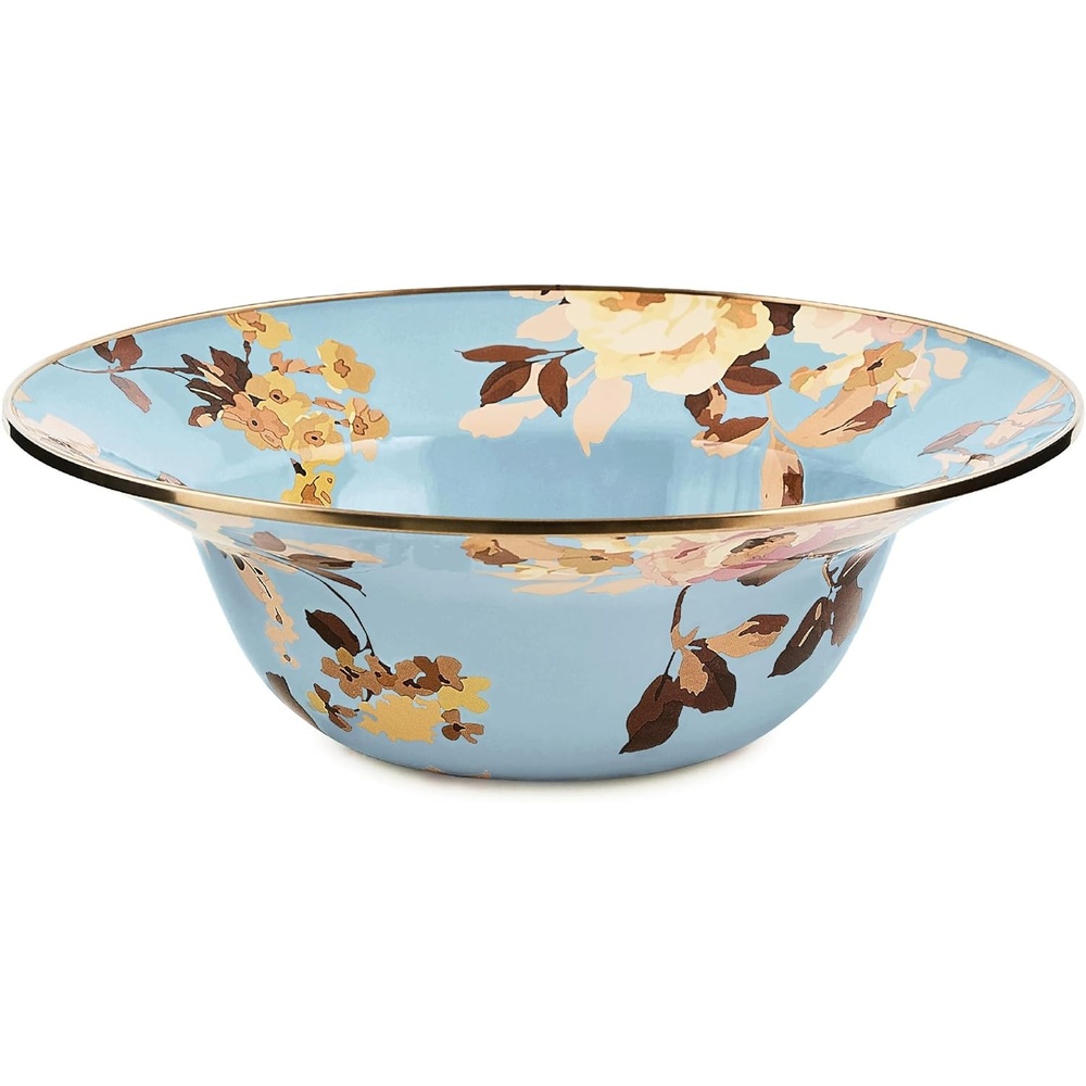 image:imageMACKENZIECHILDS Enamel Serving Bowl Serveware and Kitchen Decor 40Ounce Capacity Wild Rose SlateSlate Wild Rose