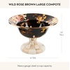 MACKENZIE-CHILDS Enamel Compote, Pedestal Serving Dish or Decorative Bowl, Large, Wild Rose Mauve(Brown Wild Rose)
