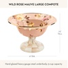 MACKENZIE-CHILDS Enamel Compote, Pedestal Serving Dish or Decorative Bowl, Large, Wild Rose Mauve(Mauve Wild Rose)