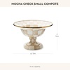 MACKENZIE-CHILDS Enamel Compote, Pedestal Serving Dish or Decorative Bowl, Large, Wild Rose Mauve(Mocha Check)