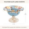 MACKENZIE-CHILDS Enamel Compote, Pedestal Serving Dish or Decorative Bowl, Large, Wild Rose Mauve(Slate Wild Rose)