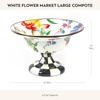 MACKENZIE-CHILDS Enamel Compote, Pedestal Serving Dish or Decorative Bowl, Large, Wild Rose Mauve(White Flower Market)