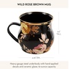 MACKENZIE-CHILDS Enamel Mug, Cute Enamelware Tea or Coffee Mug, 16 Ounces, Wild Rose Mauve(Brown Wild Rose)