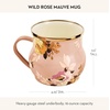 MACKENZIE-CHILDS Enamel Mug, Cute Enamelware Tea or Coffee Mug, 16 Ounces, Wild Rose Mauve(Mauve Wild Rose)