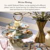 MACKENZIE-CHILDS Enamel Pedestal Platter, Round Cake Stand, Mini, Wild Rose Slate(Blue-gray  Brown)