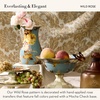 MACKENZIE-CHILDS Enamel Pedestal Platter, Round Cake Stand, Mini, Wild Rose Slate(Blue-gray  Brown)