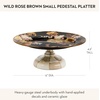 MACKENZIE-CHILDS Enamel Pedestal Platter, Round Cake Stand, Mini, Wild Rose Slate(Brown Wild Rose)