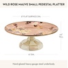 MACKENZIE-CHILDS Enamel Pedestal Platter, Round Cake Stand, Mini, Wild Rose Slate(Mauve Wild Rose)