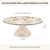 MACKENZIE-CHILDS Enamel Pedestal Platter, Round Cake Stand, Mini, Wild Rose Slate(Pink Wildflowers)