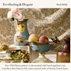 MACKENZIE-CHILDS Enamel Pedestal Platter, Round Cake Stand, Mini, Wild Rose Slate(Slate Wild Rose)