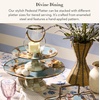 MACKENZIE-CHILDS Enamel Pedestal Platter, Round Cake Stand, Mini, Wild Rose Slate(Slate Wild Rose)