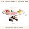 MACKENZIE-CHILDS Enamel Pedestal Platter, Round Cake Stand, Mini, Wild Rose Slate(White)