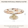 MACKENZIE-CHILDS Enamel Pedestal Platter, Round Cake Stand, Mini, Wild Rose Slate(Wild Rose White)