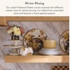 MACKENZIE-CHILDS Enamel Pedestal Platter, Round Cake Stand, Mini, Wild Rose Slate(Wild Rose White)