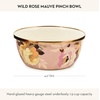 MACKENZIE-CHILDS Enamel Pinch Bowl, Small Bowl for Cooking Ingredients, 1.5-Cup Capacity, Wild Rose Mauve(Mauve Wild Rose)
