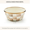 MACKENZIE-CHILDS Enamel Pinch Bowl, Small Bowl for Cooking Ingredients, 1.5-Cup Capacity, Wild Rose Mauve(Mocha Check)