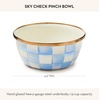 MACKENZIE-CHILDS Enamel Pinch Bowl, Small Bowl for Cooking Ingredients, 1.5-Cup Capacity, Wild Rose Mauve(Sky Check)