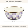 MACKENZIE-CHILDS Enamel Pinch Bowl, Small Bowl for Cooking Ingredients, 1.5-Cup Capacity, Wild Rose Mauve(Violet Check)