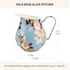 MACKENZIE-CHILDS Enamel Pitcher with Spout, Decorative Water Pitcher, 3 Quarts, Wild Rose Mauve(Slate Wild Rose)