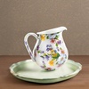 MACKENZIE-CHILDS Enamel Pitcher with Spout, Decorative Water Pitcher, 3 Quarts, Wild Rose Mauve(White Flower Market)