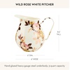 MACKENZIE-CHILDS Enamel Pitcher with Spout, Decorative Water Pitcher, 3 Quarts, Wild Rose Mauve(White Wild Rose)