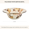 MACKENZIE-CHILDS Enamel Serving Bowl, Serveware and Kitchen Decor, 40-Ounce Capacity, Wild Rose Slate(White Wild Rose)