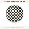 MACKENZIE-CHILDS Enamel Serving Platter, Decorative Serving Platter for Food, 16 Inches, Wild Rose Slate(Courtly Check)