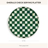 MACKENZIE-CHILDS Enamel Serving Platter, Decorative Serving Platter for Food, 16 Inches, Wild Rose Slate(Emerald Check)