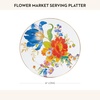 MACKENZIE-CHILDS Enamel Serving Platter, Decorative Serving Platter for Food, 16 Inches, Wild Rose Slate(Flower Market White)
