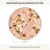 MACKENZIE-CHILDS Enamel Serving Platter, Decorative Serving Platter for Food, 16 Inches, Wild Rose Slate(Mauve Wild Rose)