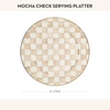 MACKENZIE-CHILDS Enamel Serving Platter, Decorative Serving Platter for Food, 16 Inches, Wild Rose Slate(Mocha Check)
