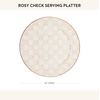 MACKENZIE-CHILDS Enamel Serving Platter, Decorative Serving Platter for Food, 16 Inches, Wild Rose Slate(Rosy Check)