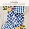 MACKENZIE-CHILDS Enamel Serving Platter, Decorative Serving Platter for Food, 16 Inches, Wild Rose Slate(Royal Check)