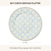 MACKENZIE-CHILDS Enamel Serving Platter, Decorative Serving Platter for Food, 16 Inches, Wild Rose Slate(Sky Check)