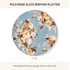 MACKENZIE-CHILDS Enamel Serving Platter, Decorative Serving Platter for Food, 16 Inches, Wild Rose Slate(Slate Wild Rose)