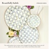 MACKENZIE-CHILDS Enamel Serving Platter, Decorative Serving Platter for Food, 16 Inches, Wild Rose Slate(Sterling Check)