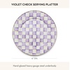 MACKENZIE-CHILDS Enamel Serving Platter, Decorative Serving Platter for Food, 16 Inches, Wild Rose Slate(Violet Check)