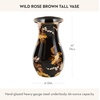 MACKENZIE-CHILDS Tall Enamel Vase, Unique Flower Vase Decor for Living Room, Wild Rose Slate(Brown Wild Rose)