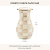 MACKENZIE-CHILDS Tall Enamel Vase, Unique Flower Vase Decor for Living Room, Wild Rose Slate(Mocha Check)