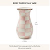 MACKENZIE-CHILDS Tall Enamel Vase, Unique Flower Vase Decor for Living Room, Wild Rose Slate(Rosy Check)
