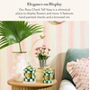 MACKENZIE-CHILDS Tall Enamel Vase, Unique Flower Vase Decor for Living Room, Wild Rose Slate(Rosy Check)