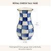 MACKENZIE-CHILDS Tall Enamel Vase, Unique Flower Vase Decor for Living Room, Wild Rose Slate(Royal Check)