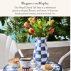 MACKENZIE-CHILDS Tall Enamel Vase, Unique Flower Vase Decor for Living Room, Wild Rose Slate(Royal Check)
