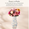 MACKENZIE-CHILDS Tall Enamel Vase, Unique Flower Vase Decor for Living Room, Wild Rose Slate(Sky Check)